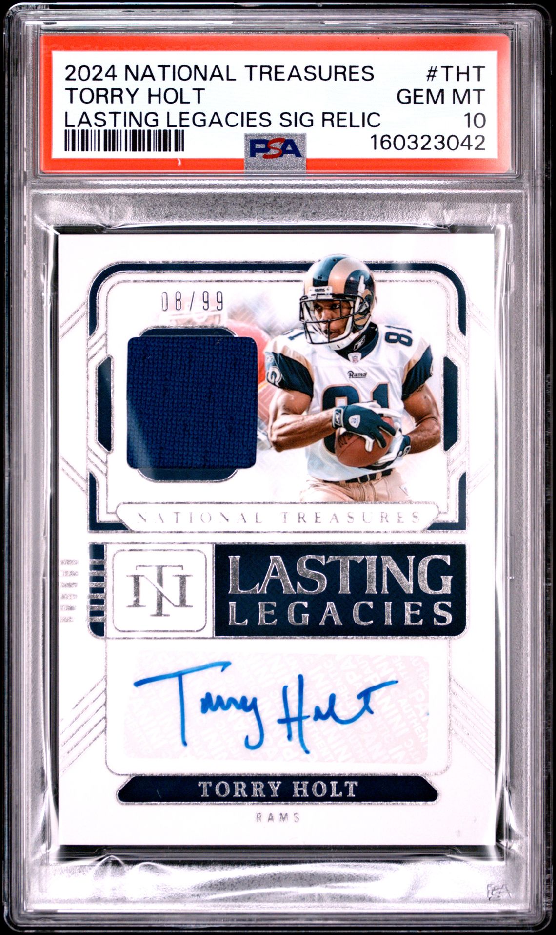 2024 Panini National Treasures Lasting Legacies Signature Relics Torry Holt #Tht Gem Mt 10 front