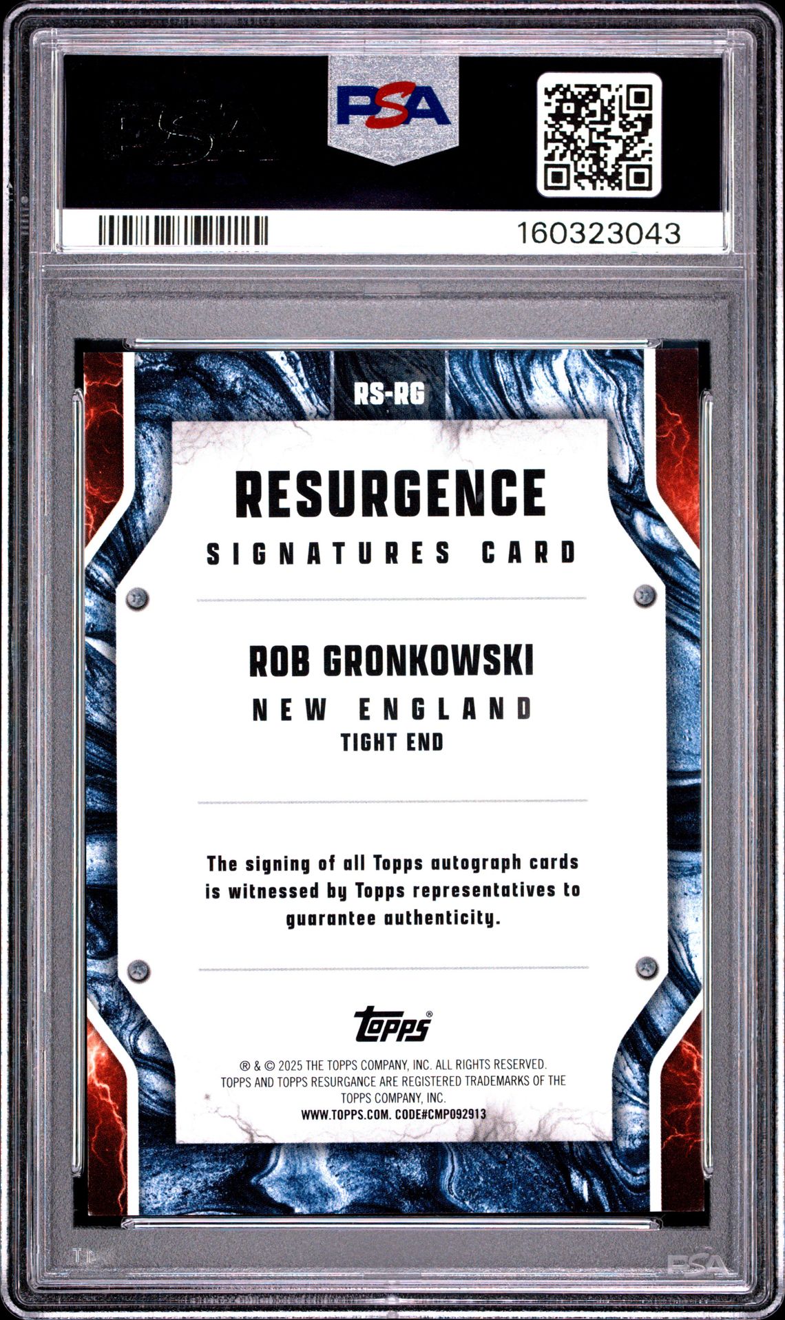 2024 Topps Resurgence Resurgence Signatures Rob Gronkowski #Rsrg Mint 9 back