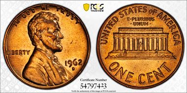 1962-D 1C MS65RD