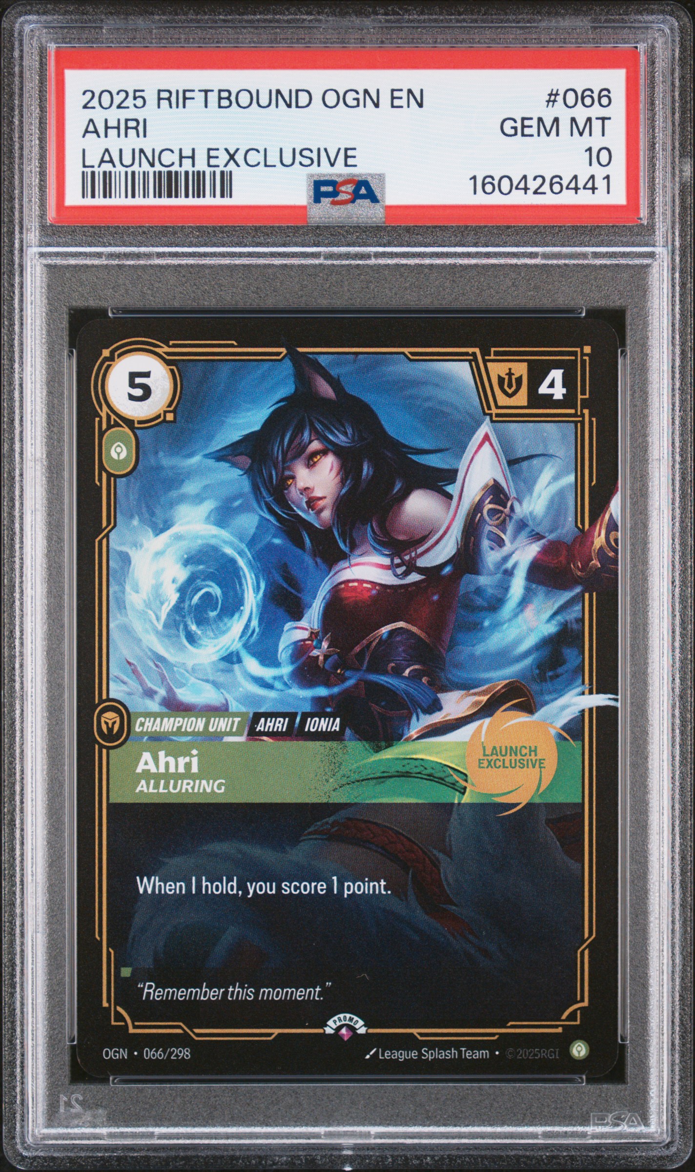 2025 #066 Ahri - Alluring PSA 10 Riftbound: League of Legends Ogn-Origins