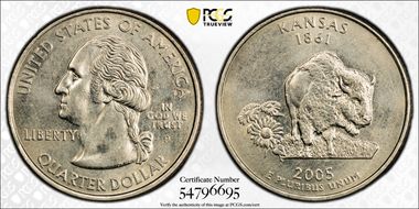 2005-P 25C Kansas AU58