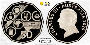 2026 50C Decimal Currency 60th Anniversary CuNi PR69DCAM