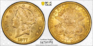 1877-CC $20 AU55