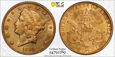 1893-CC $20 AU53