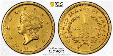 1854 G$1 Type 1 AU53