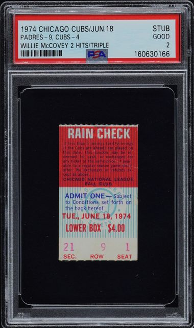 WILLIE McCOVEY 2 HITS/TRIPLE