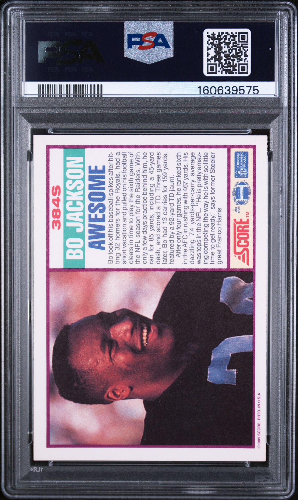 1989 Score Supplemental Bo Jackson #384S (Supplemental) Nm-Mt 8 back