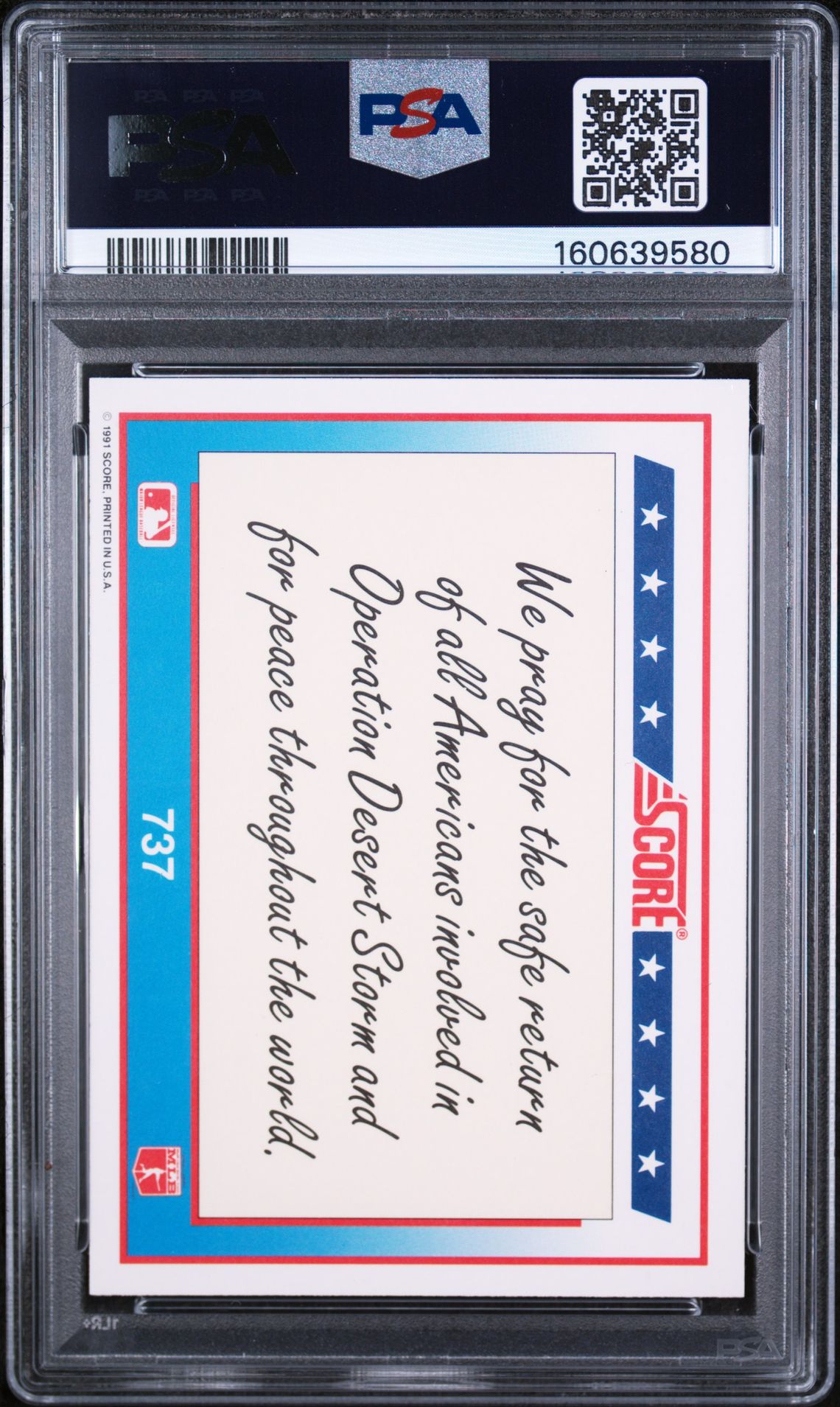 1991 Score American Flag #737 Mint 9 back