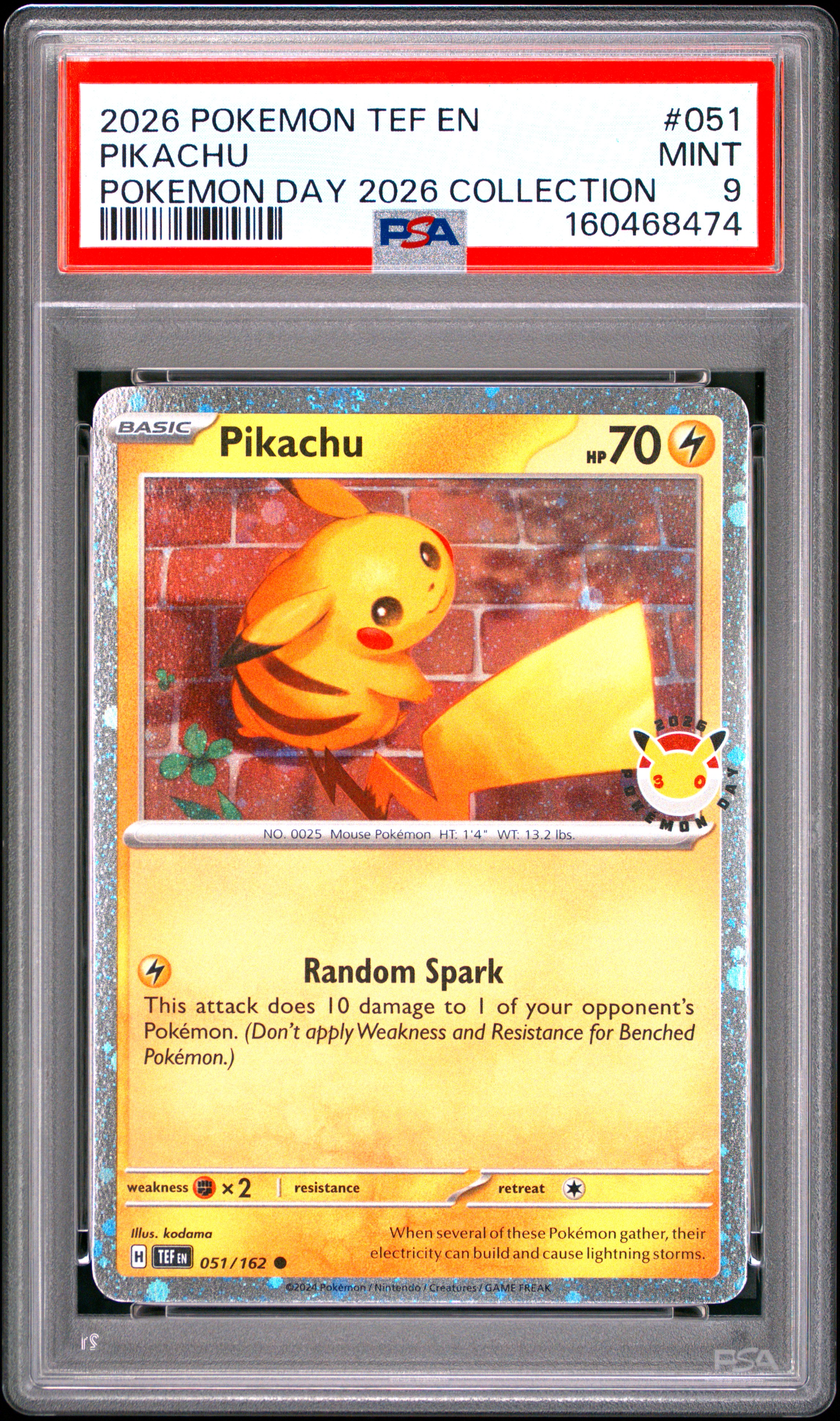 2026 #051 Pikachu PSA 9 Tef EN-Temporal Forces
