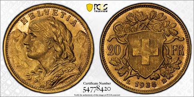 1935 LB 20 Fr KM-35.1  Au MS65