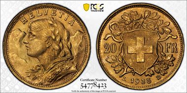 1935 LB 20 Fr KM-35.1  Au MS65
