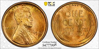 1910-S 1C MS67+ RD