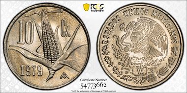 1979-Mo 10C KM-434.1 Wide Date, Sharp Stem MS67