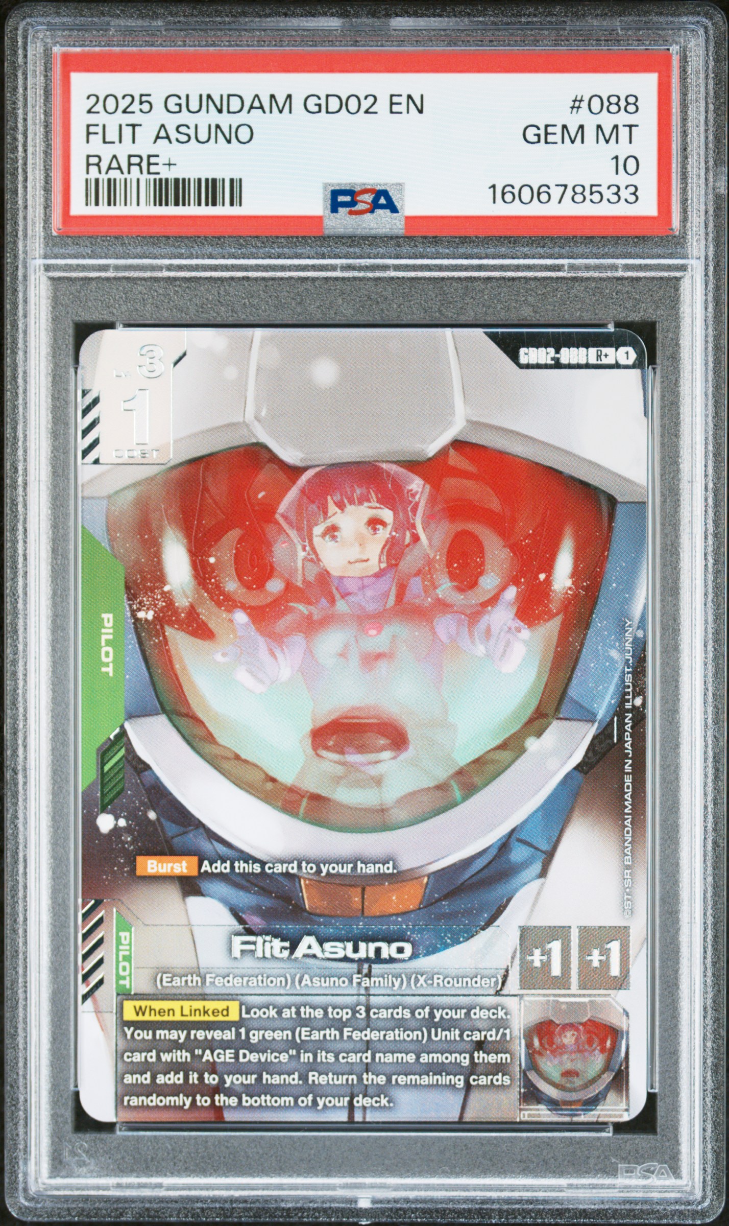 2025 #088 Flit Asuno PSA 10 Gundam Dual Impact