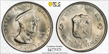 1947-S 50C Douglas MacArthur Allen-R1a  DDO MS66