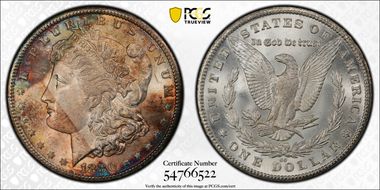 1880-CC $1 VAM 8 8/7, Rev. of '79 MS66