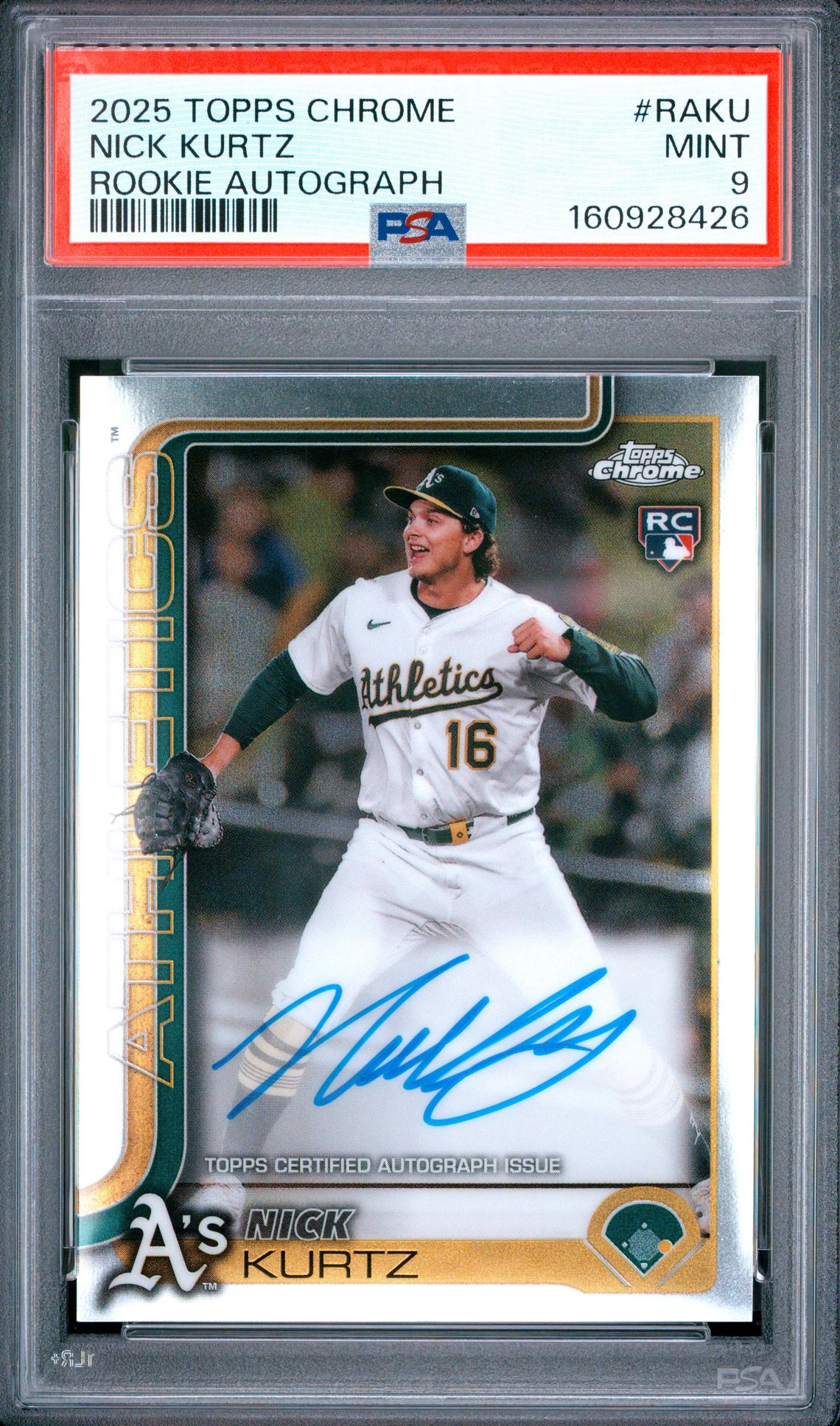 2025 Topps Chrome Rookie Autographs Nick Kurtz #Raku Mint 9 front