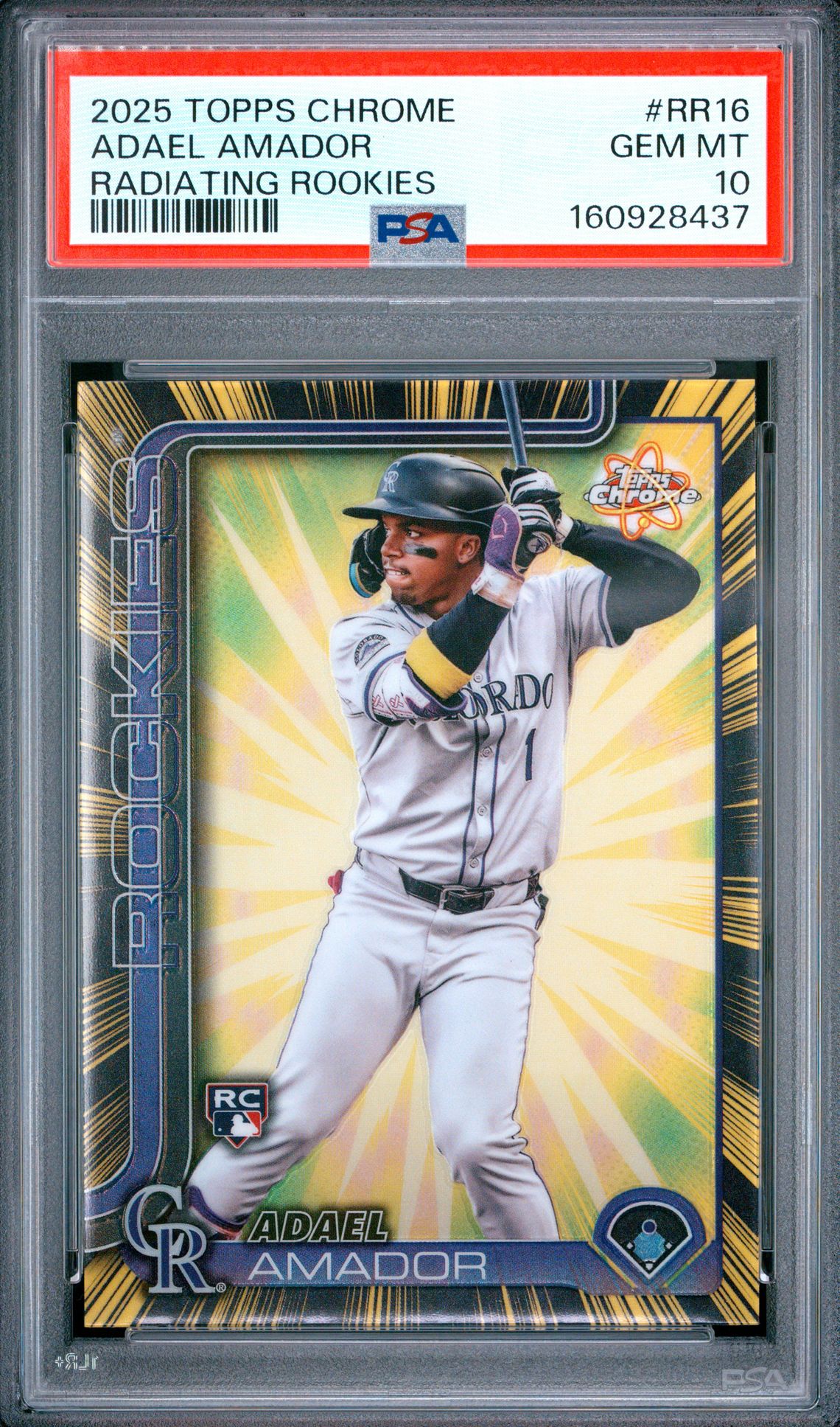 2025 Topps Chrome Radiating Rookies Adael Amador #Rr16 Gem Mt 10 front