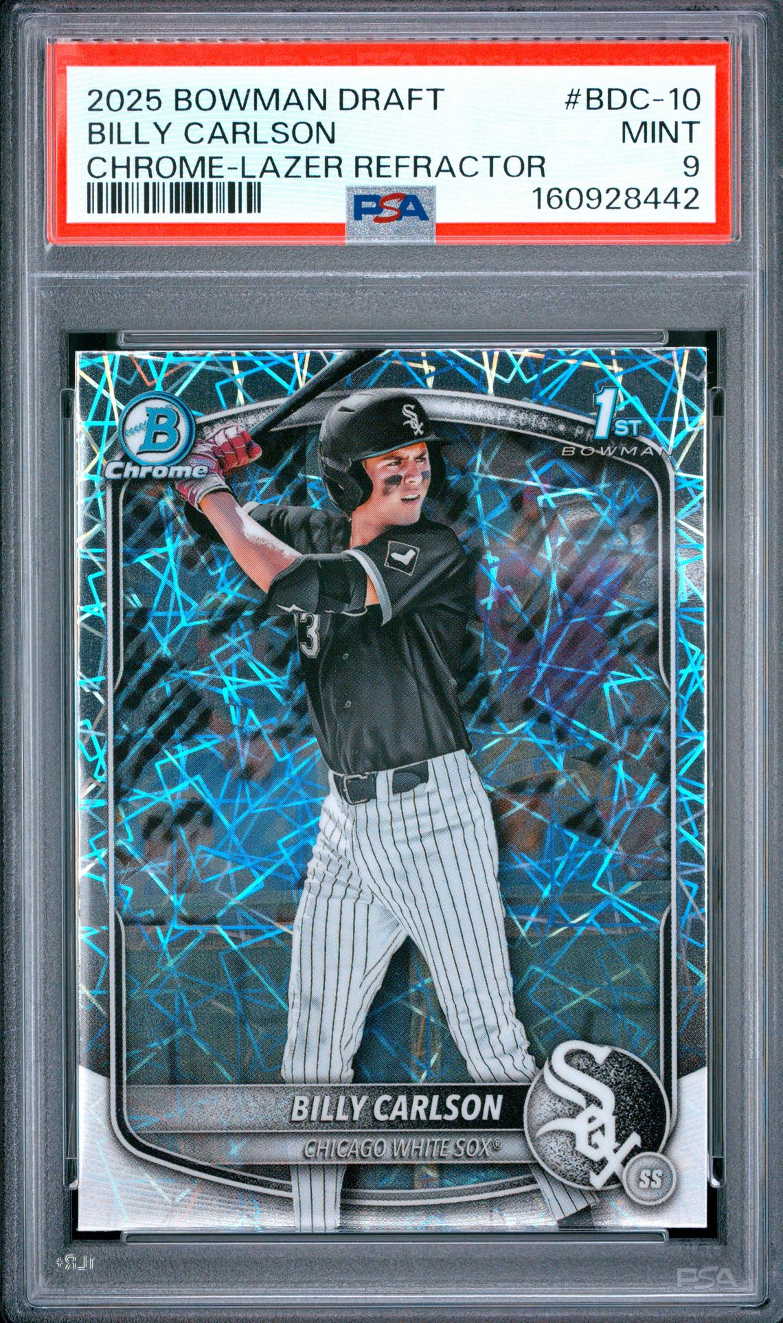 2025 Bowman Draft Billy Carlson #Bdc-10 (Chrome-Lazer Refractor) Mint 9 front