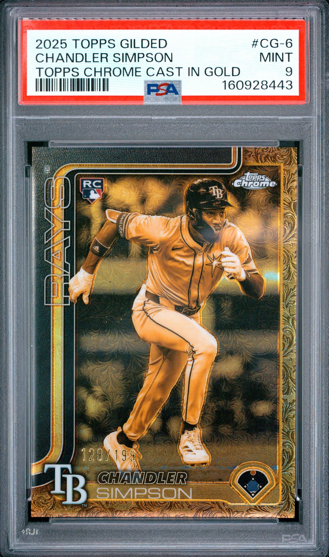 2025 Topps Gilded Collection Topps Chrome Cast In Gold Chandler Simpson #Cg-6 Mint 9 front