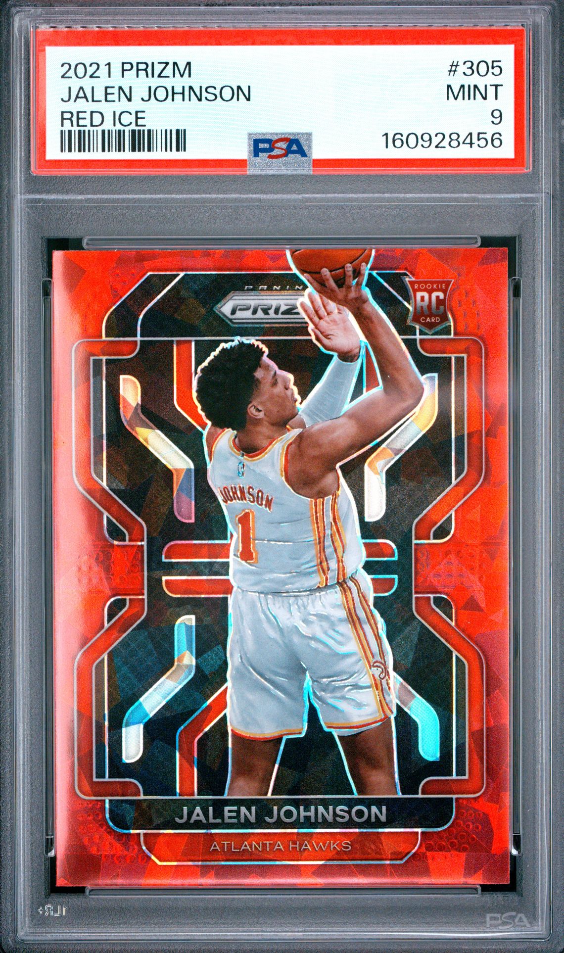 2021 Panini Prizm Jalen Johnson #305 (Red Ice) Mint 9 front