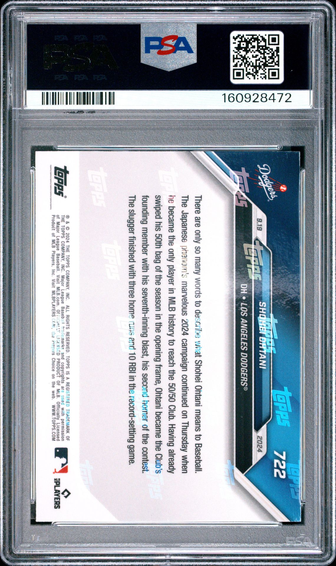 2024 Topps Now Shohei Ohtani #722 Ex-Mt 6 back