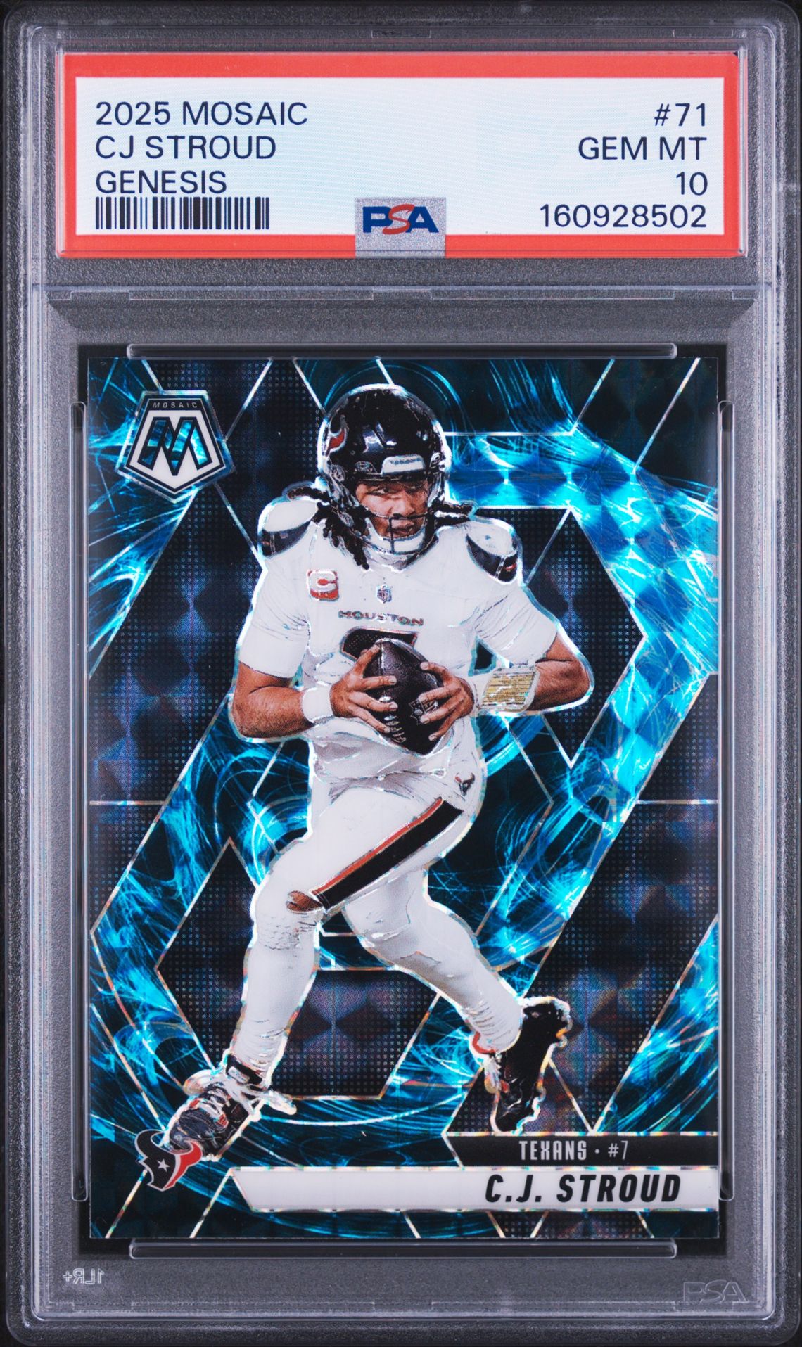 2025 Panini Mosaic Cj Stroud #71 (Genesis) Gem Mt 10 front view - PSA graded GEM MT 10