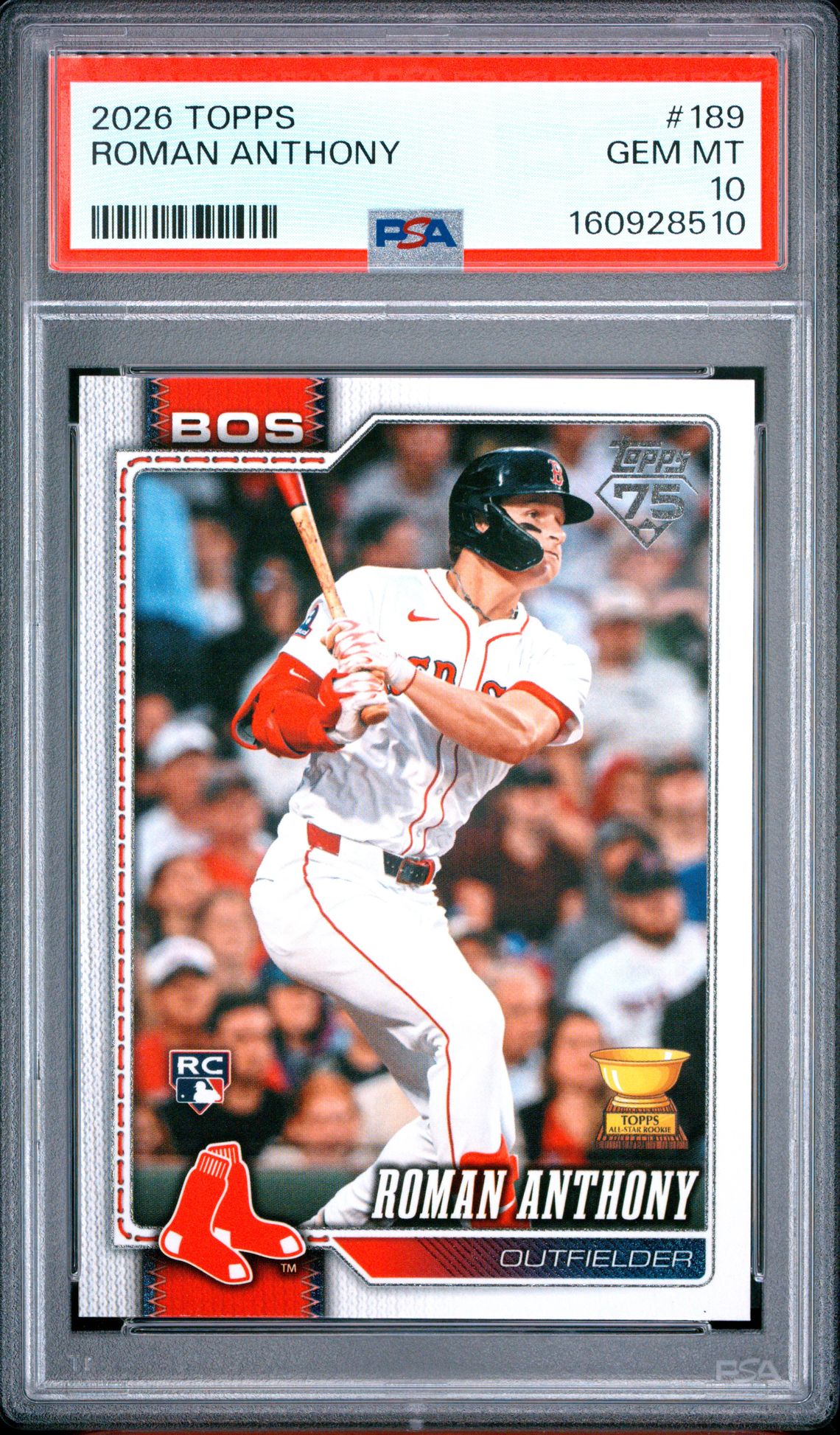 2026 Topps Roman Anthony #189 Gem Mt 10 front view - PSA graded GEM MT 10