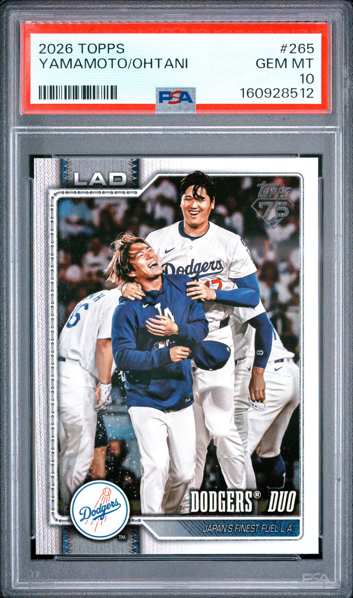 2026 TOPPS YAMAMOTO/OHTANI  265 GEM MT 10 front