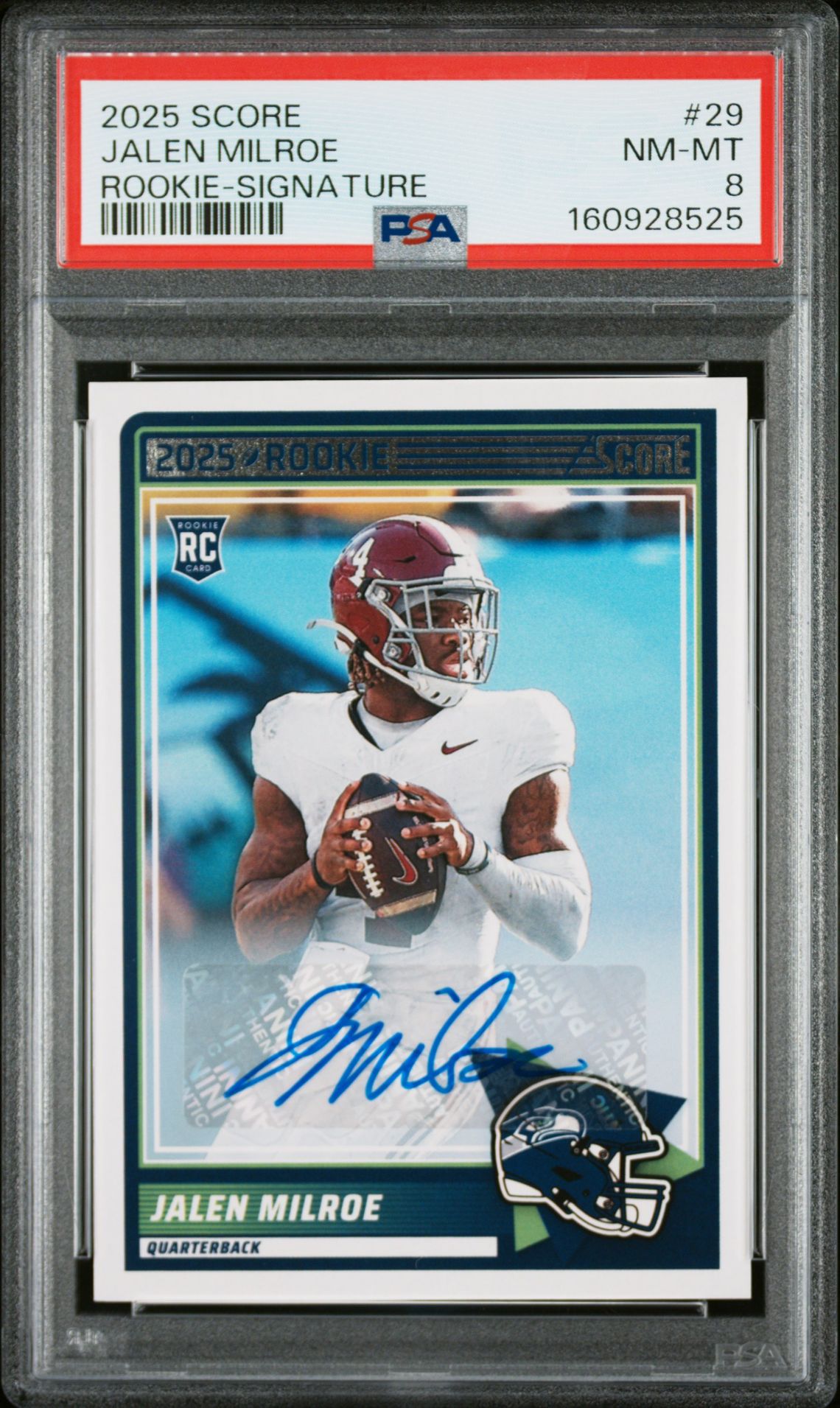 2025 Panini Score Jalen Milroe #29 (Rookie-Signature) Nm-Mt 8 front