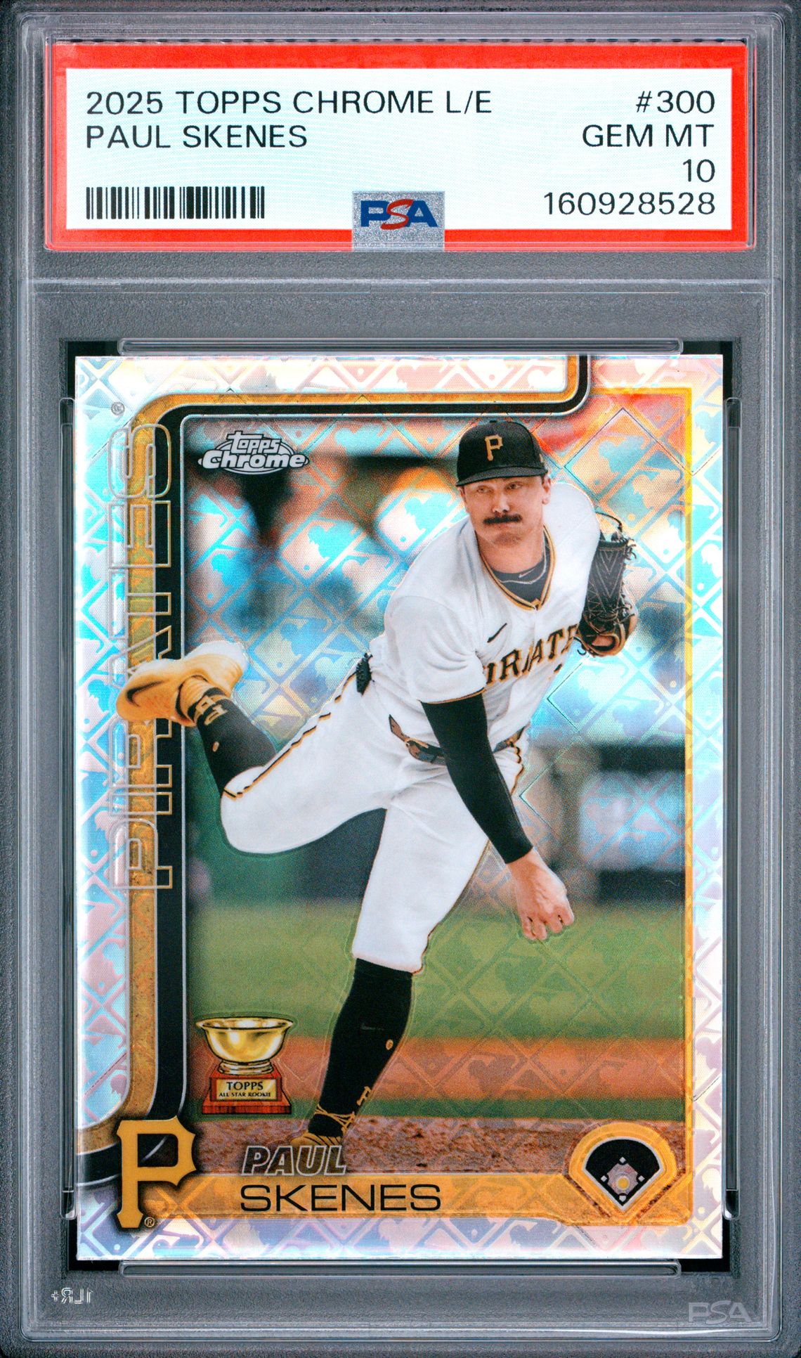 2025 Topps Chrome Logofractor Edition Paul Skenes #300 Gem Mt 10 front view - PSA graded GEM MT 10