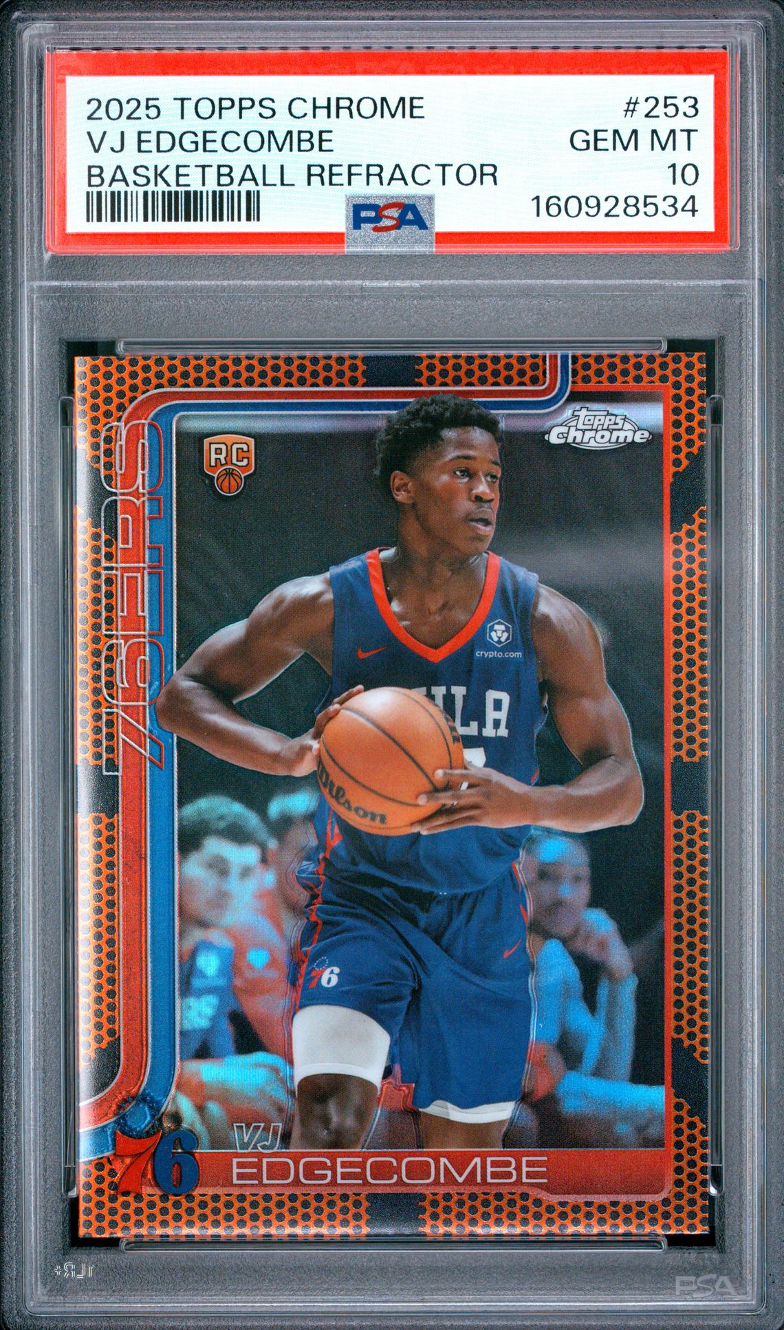 2025 Topps Chrome Vj Edgecombe #253 (Basketball Refractor) Gem Mt 10 front