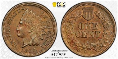 1864 1C Bronze N1BN