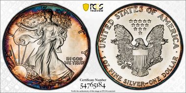1987 $1 Silver Eagle MS68