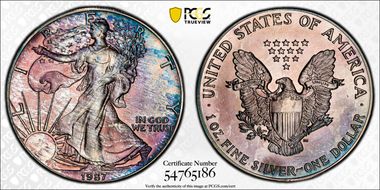 1987 $1 Silver Eagle N1