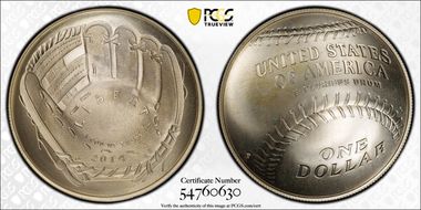 2014-P $1 Baseball Hall of Fame MS67