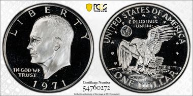 1971-S $1 Silver, Peg Leg PR69CAM