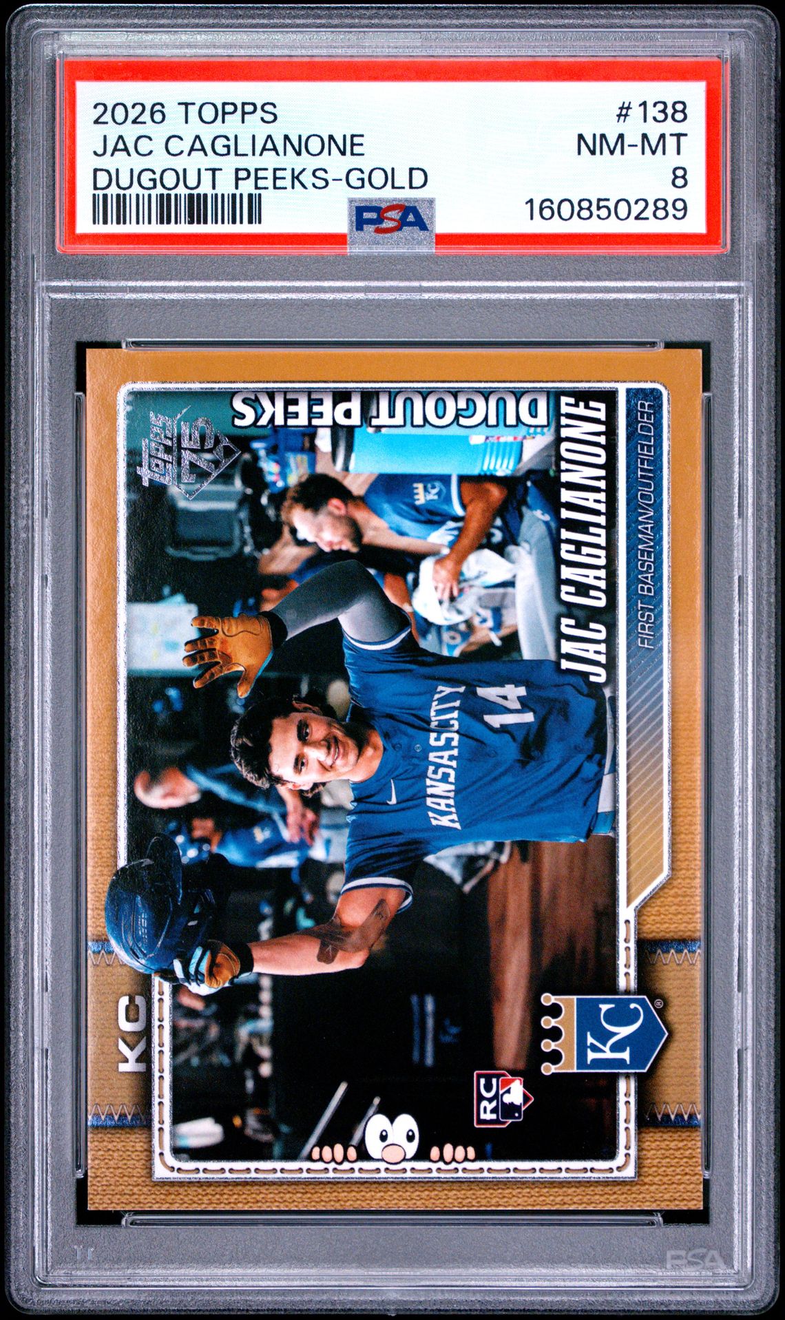 2026 Topps Jac Caglianone #138 (Dugout Peeks-Gold) Nm-Mt 8 front