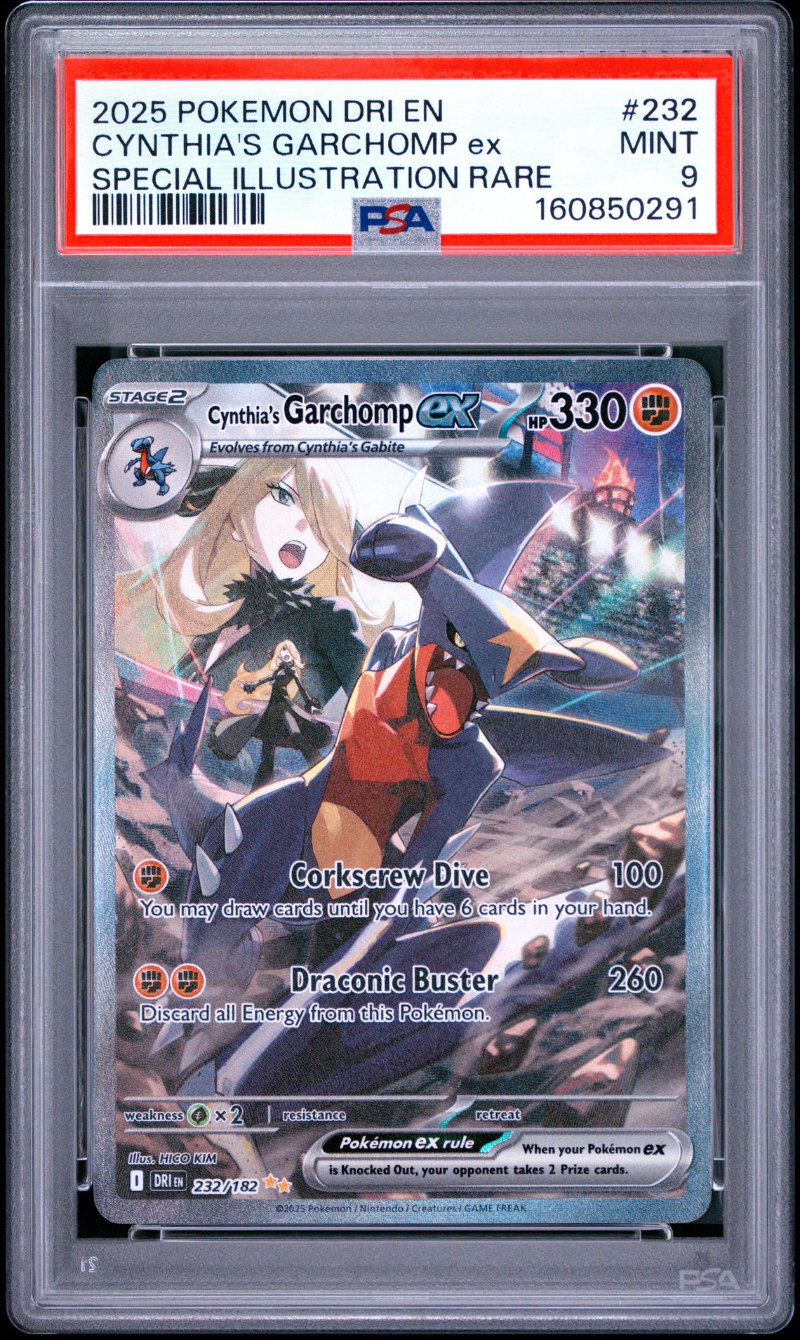 2025 Pokemon Dri En-Destined Rivals Cynthia's Garchomp Ex #232 (Special Illustration Rare) Mint 9 front