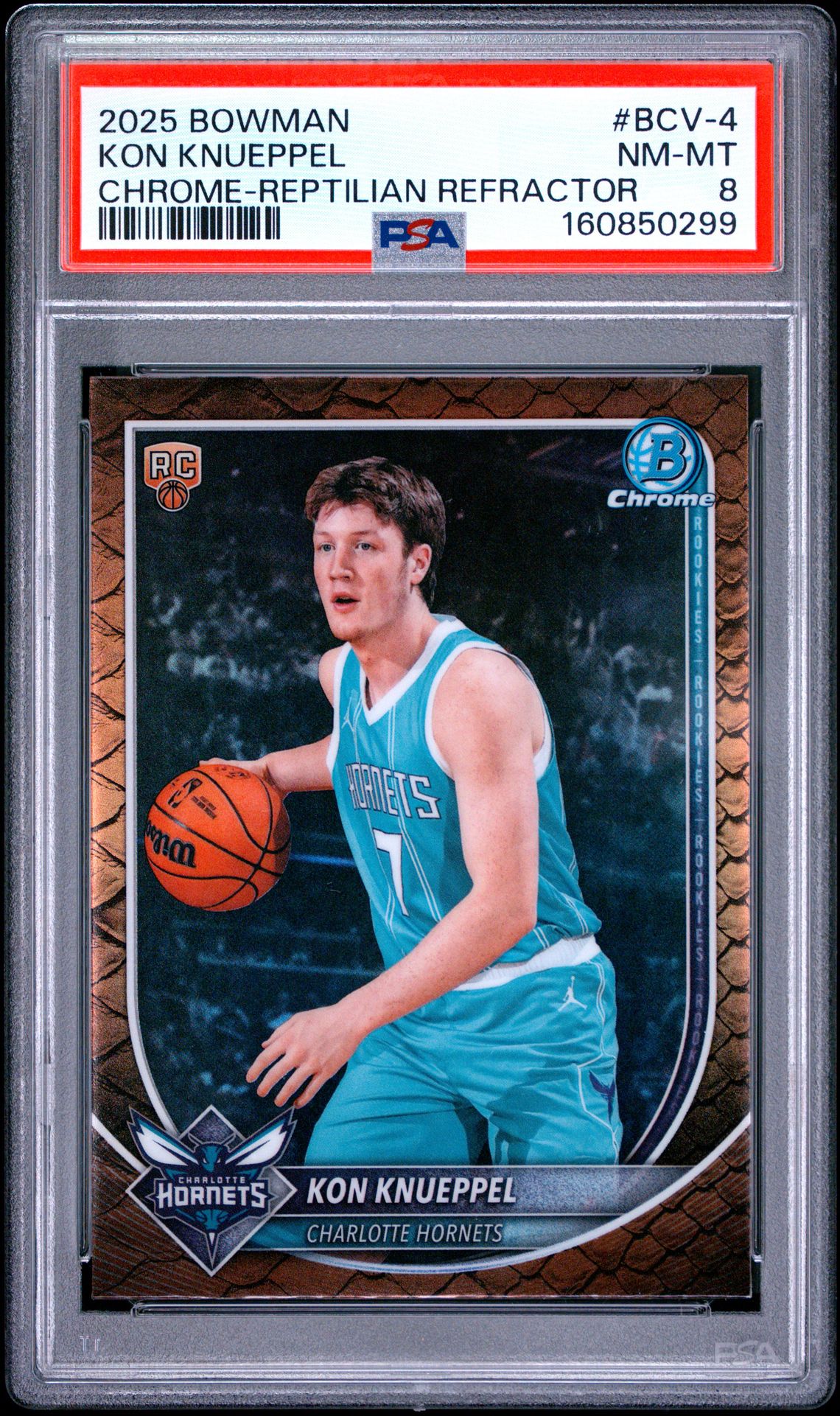 2025 Bowman Kon Knueppel #Bcv-4 (Chrome-Reptilian Refractor) Nm-Mt 8 front