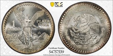 1990-Mo Onza Libertad Ag MS69