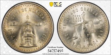 1949-Mo Onza KM-M49a  Ag MS65