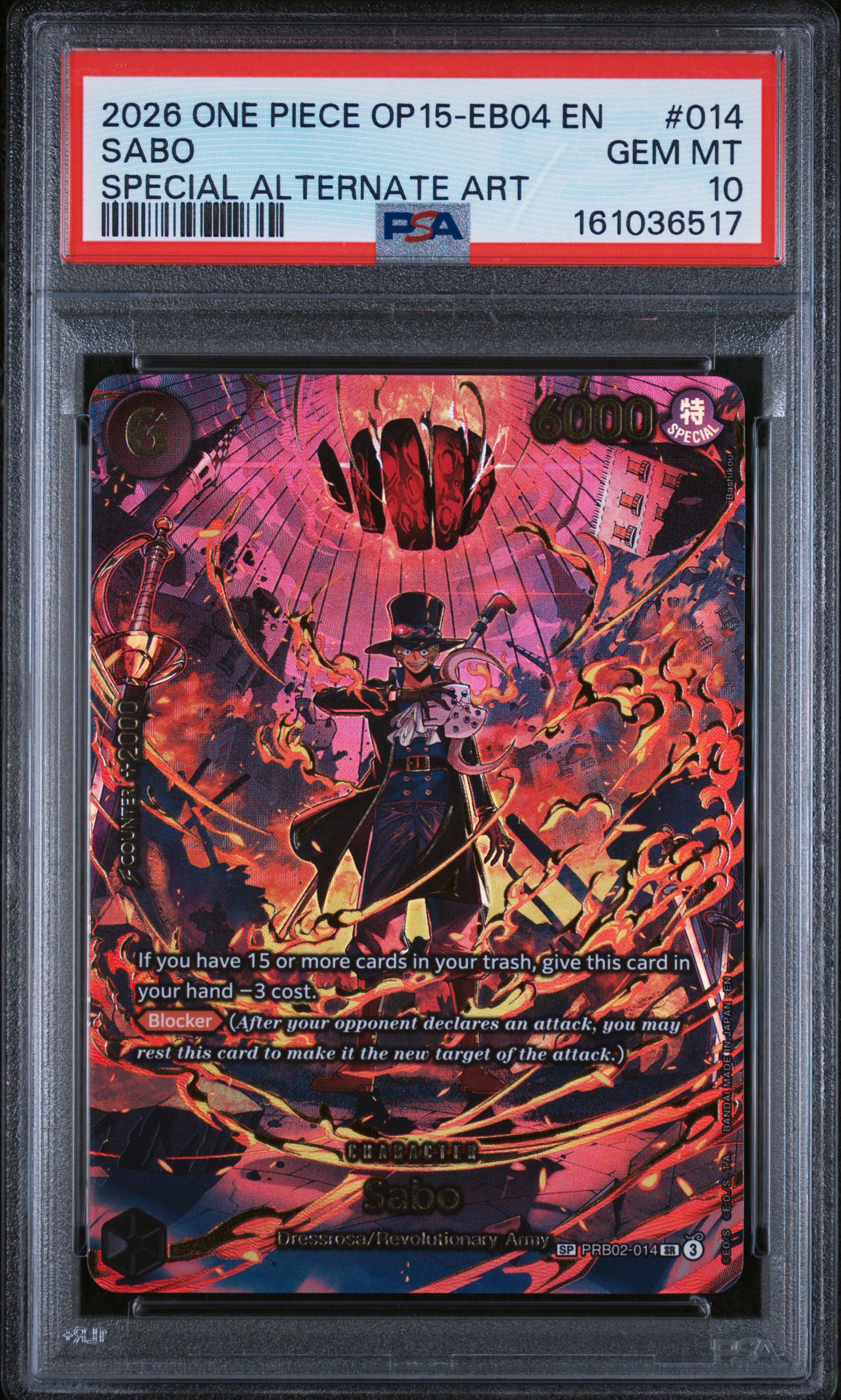 2026 #014 Sabo PSA 10 One Piece OP15-EB04-Adventure on Kami's Island