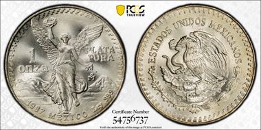1987-Mo Onza Libertad Ag MS68