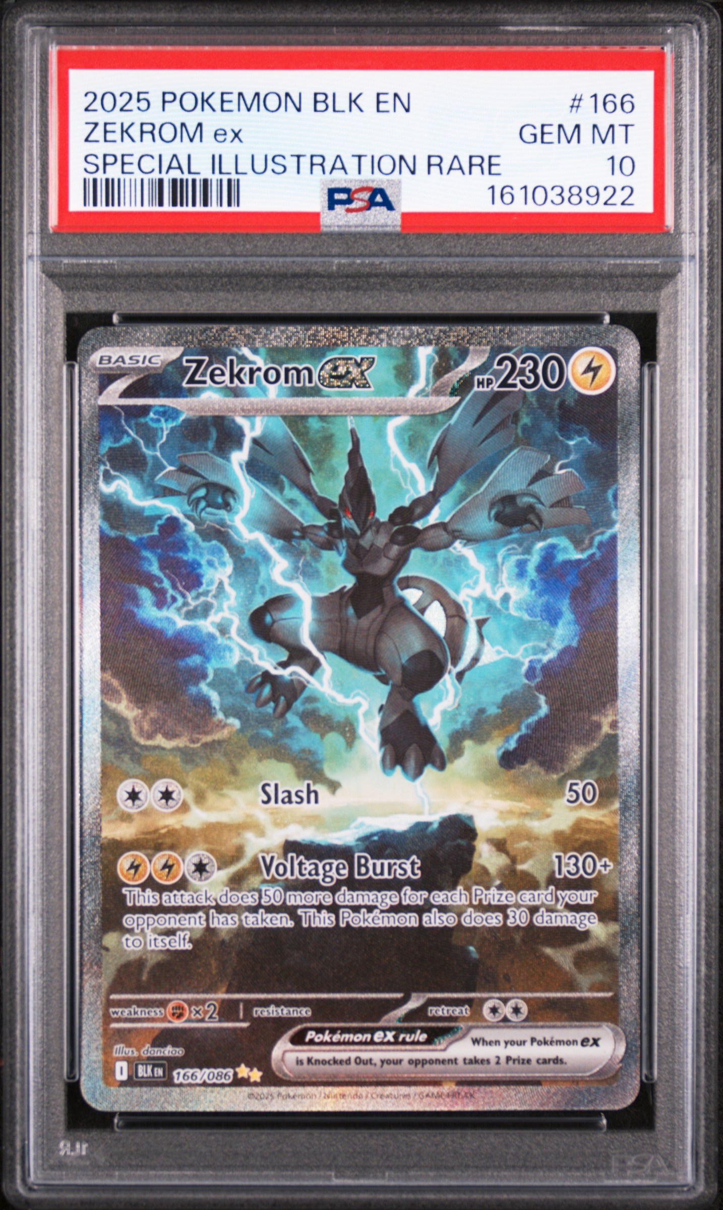 2025 #166 Zekrom Ex PSA 10 Blk En-Black Bolt