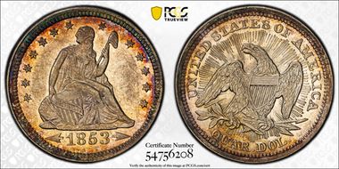 1853 25C Arrows and Rays AU58