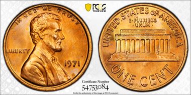 1971 1C Doubled Die Obverse MS67RD