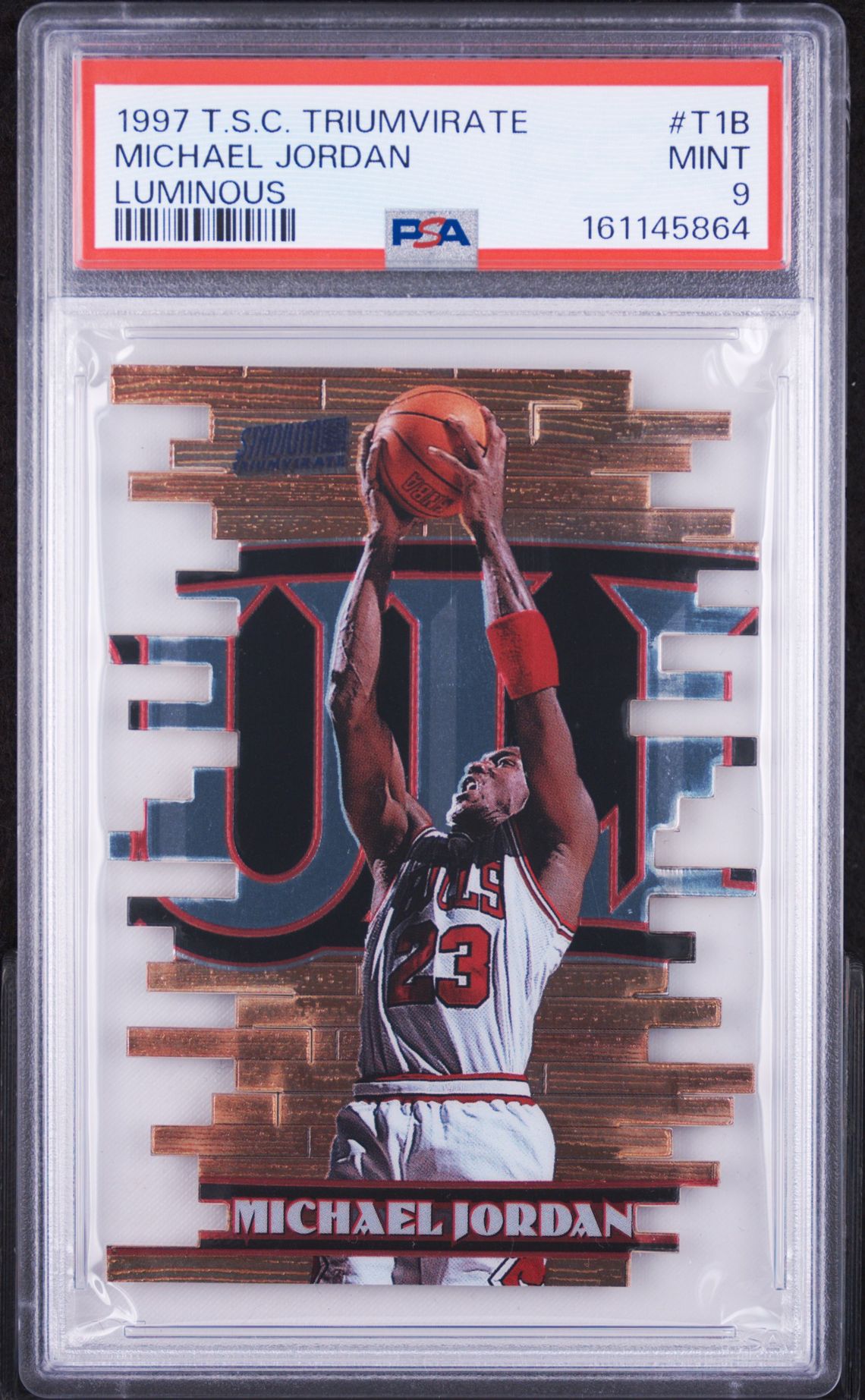 1997 Stadium Club Triumvirate Michael Jordan #T1B (Luminous) Mint 9 front