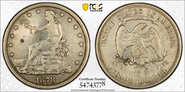 1878-S T$1 Chopmarked N1
