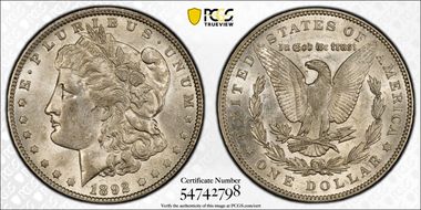 1892 $1 AU58